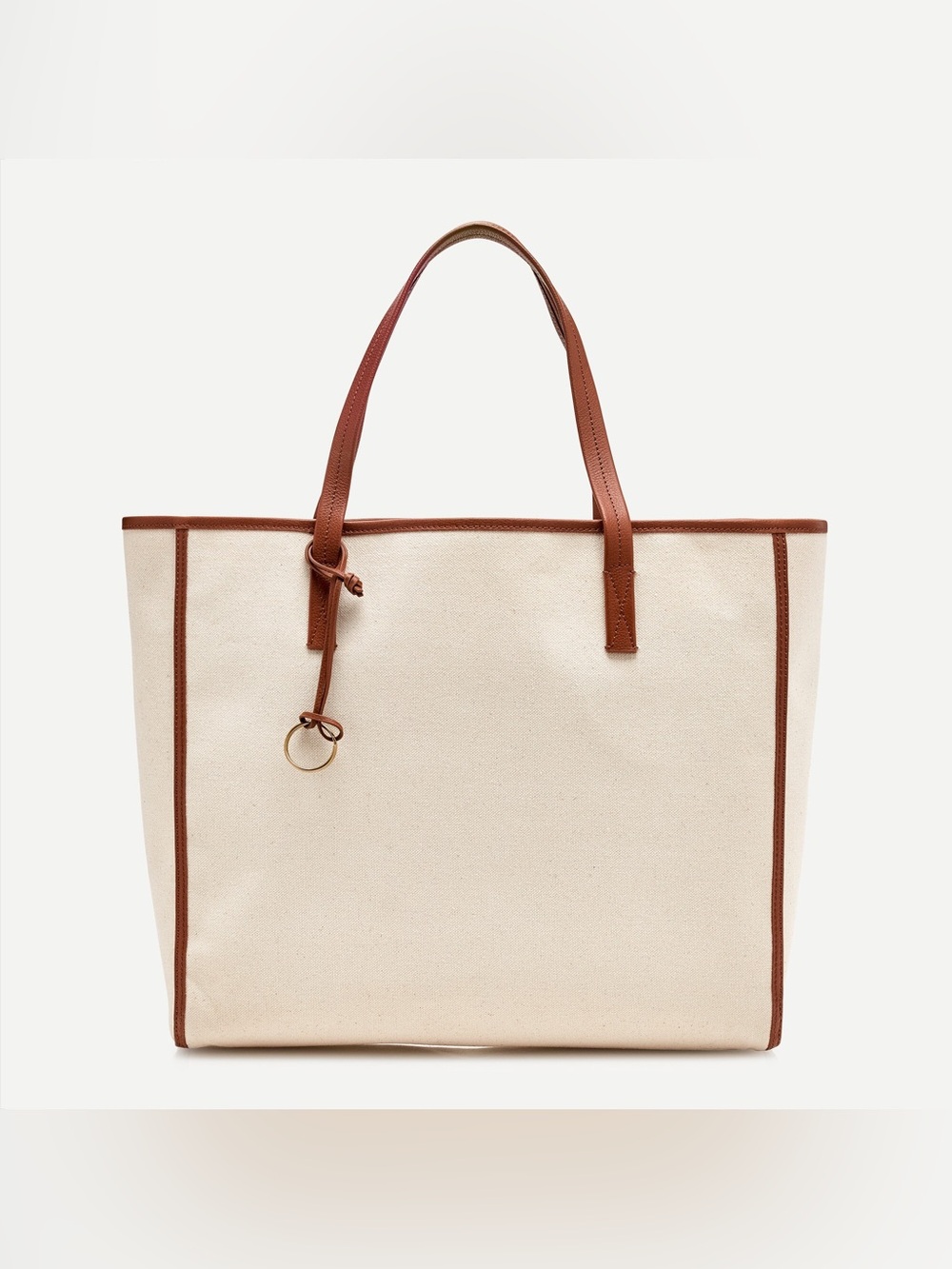 J.Crew Large Carryall Tote in Canvas Natural Brown Leather Oversized Bag